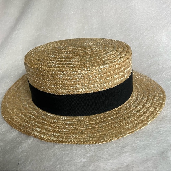 Vera Paglia Straw Hat With Black Ribbon Band Made in Italy - Picture 4 of 8